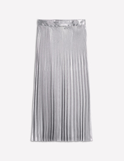 Camilla Metallic Midi Skirt-Silver