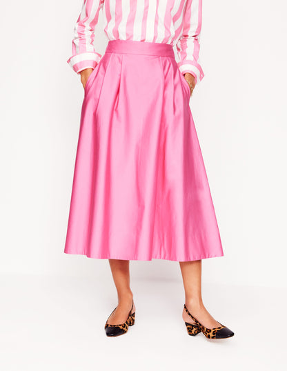 Isabella Cotton Sateen Skirt-Sorbet Pink