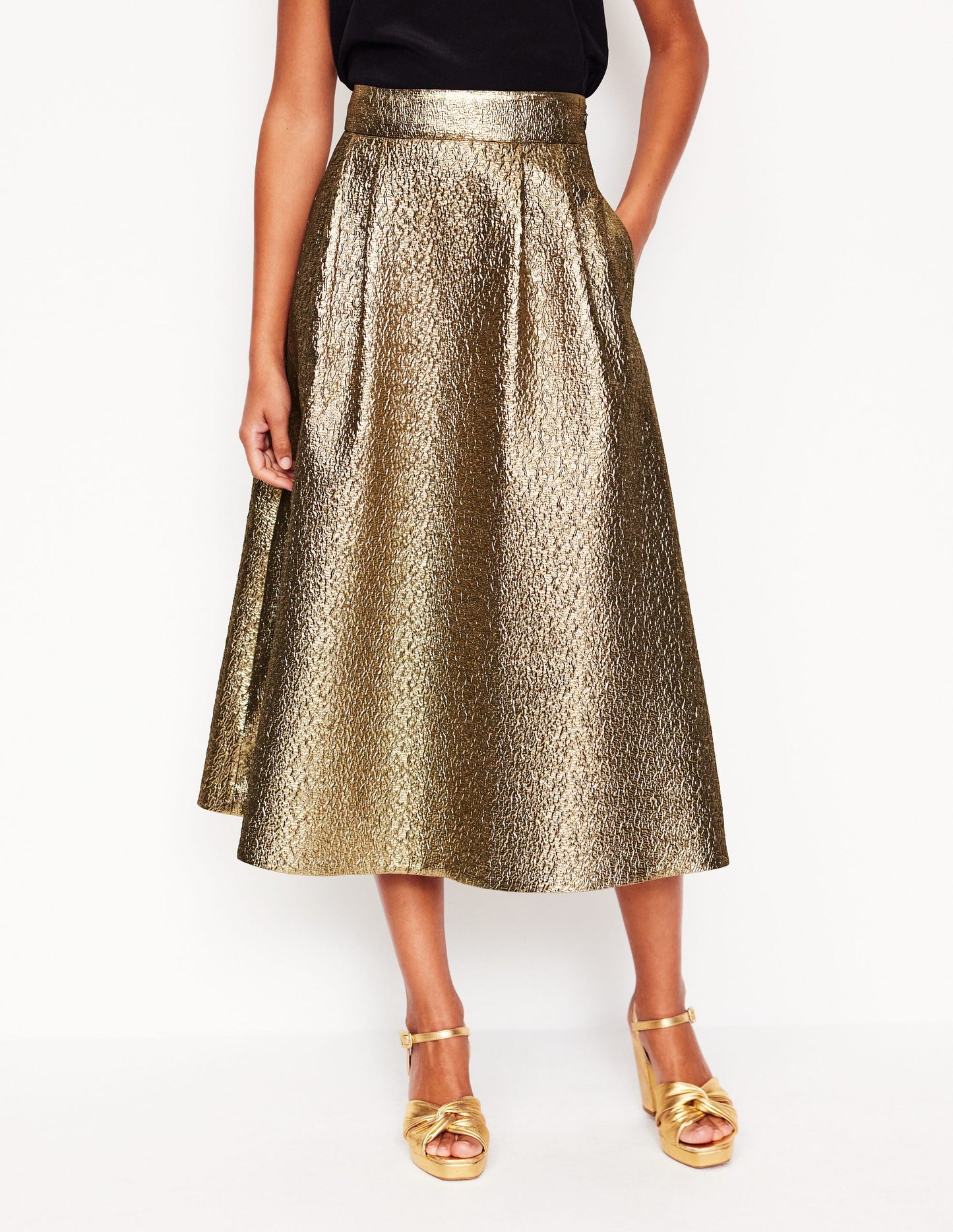 Angelica Jacquard Skirt-Gold