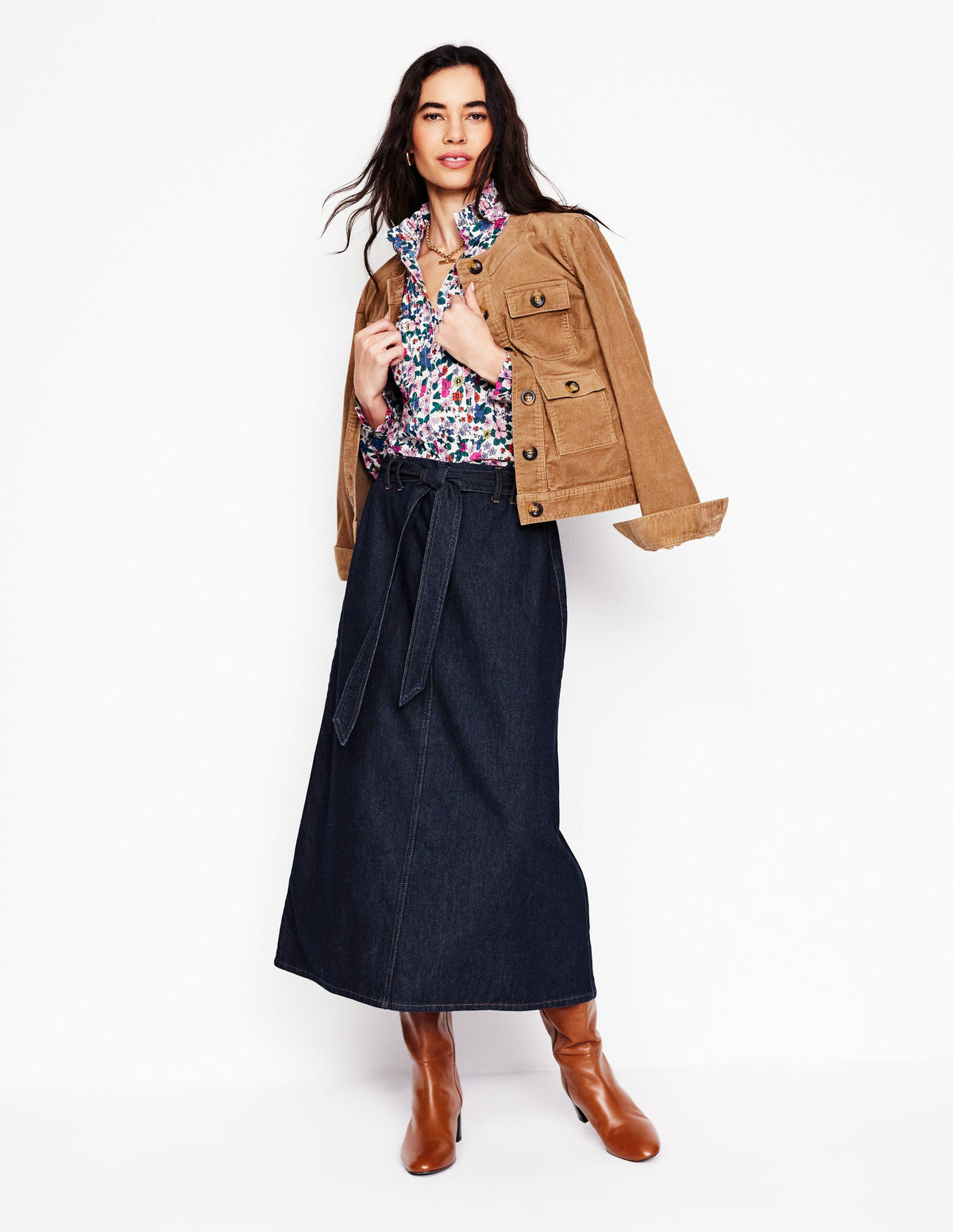 Denim Maxi Skirt-Indigo Rinse - Image 1