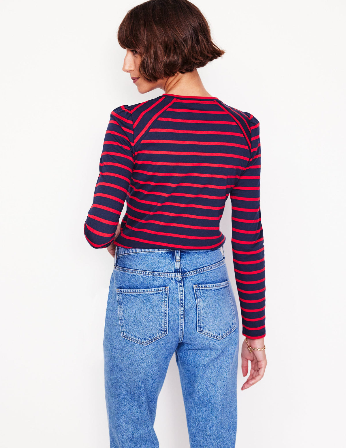 Arabella Stripe Jersey Top-Navy, Red Stripe - Image 3