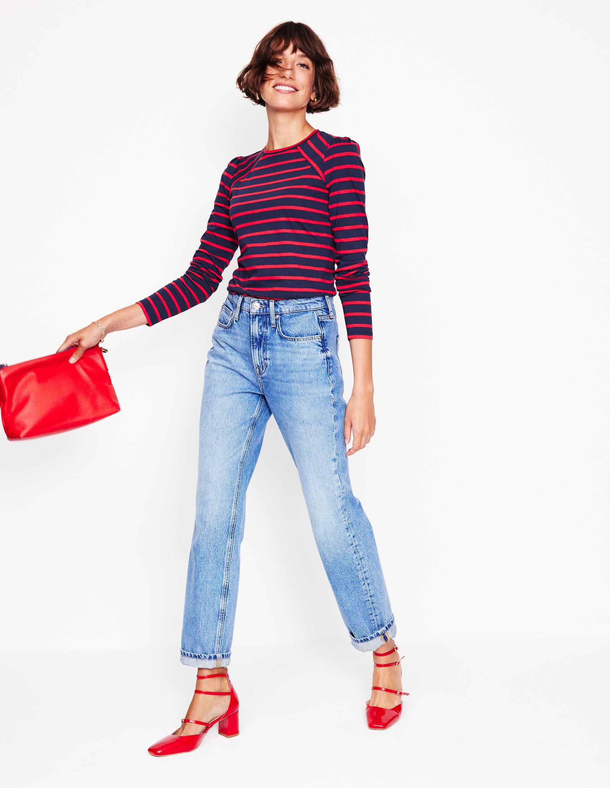 Arabella Stripe Jersey Top-Navy, Red Stripe-4