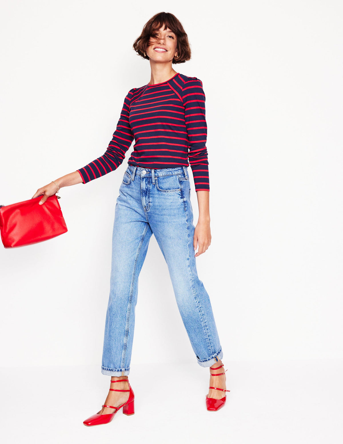 Arabella Stripe Jersey Top-Navy, Red Stripe - Image 4