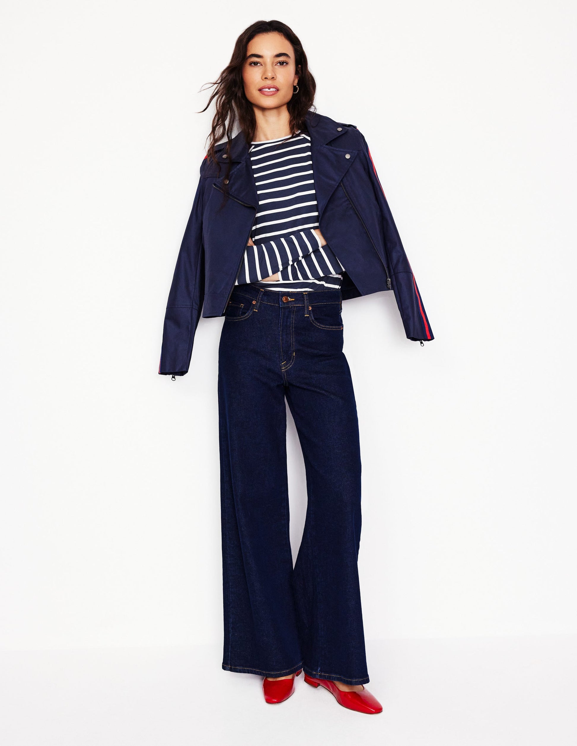 Arabella Stripe Jersey Top-Navy, Ivory Stripe-4