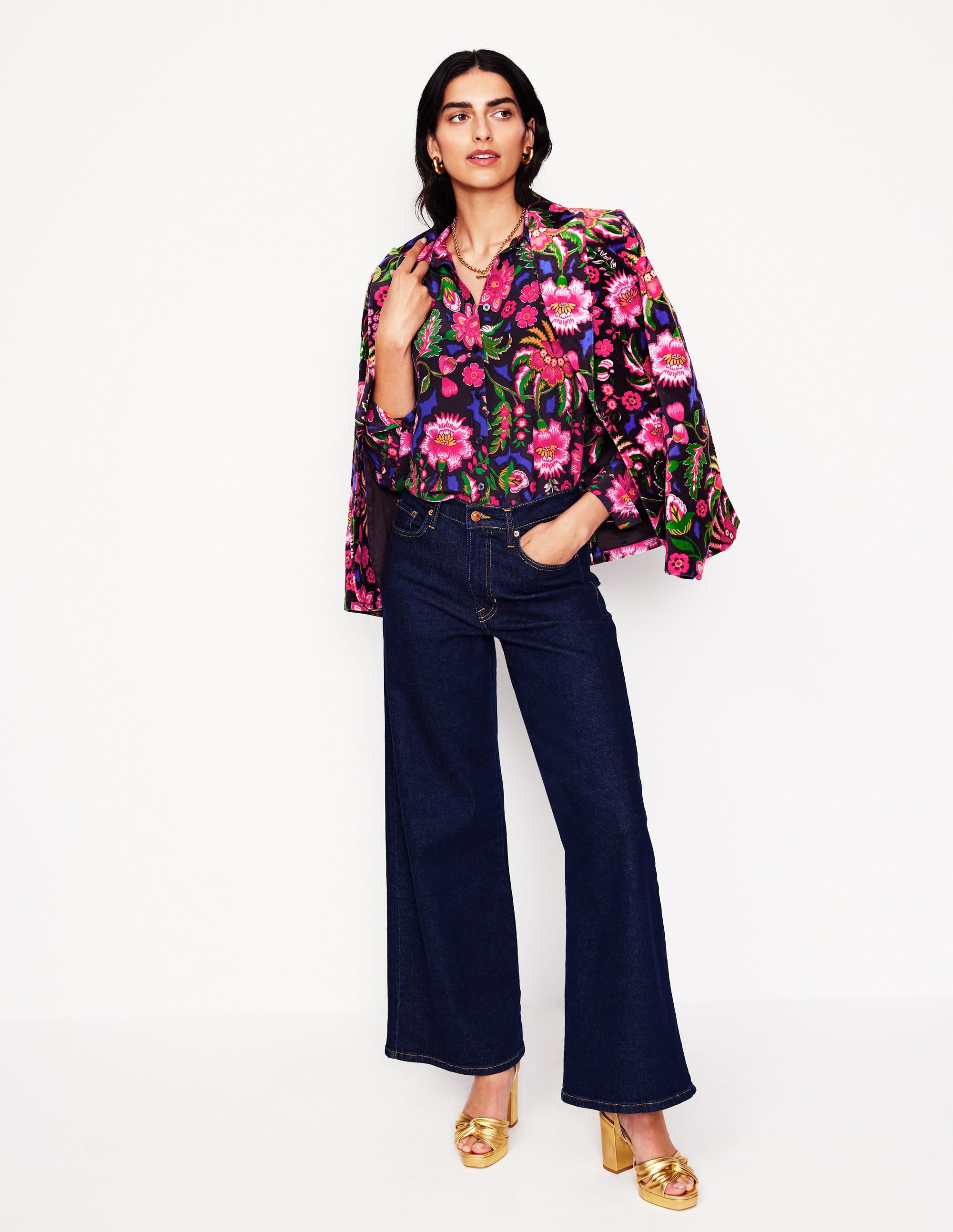 Sienna Silk Shirt-Multi, Blossom Flourish - Image 4