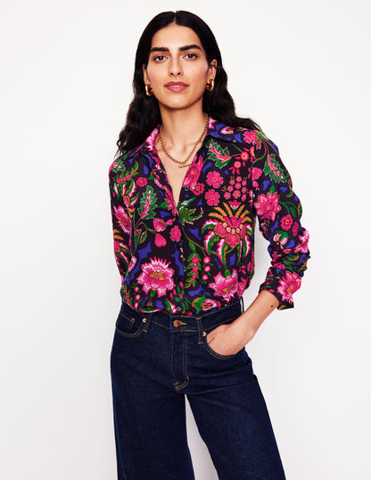 Sienna Silk Shirt-Multi, Blossom Flourish