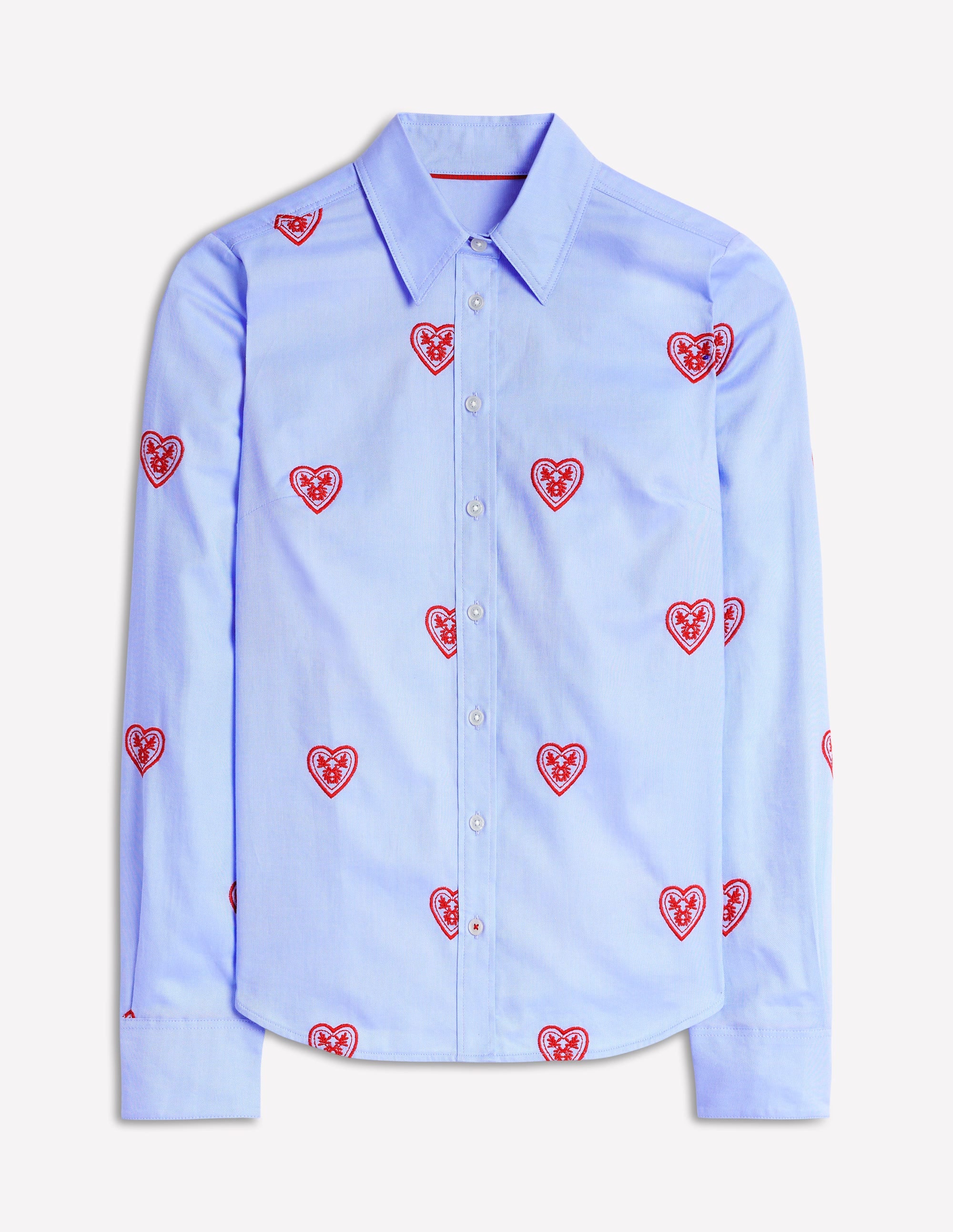 Sienna Interest Cotton Shirt-Blue Oxford, Hearts - Image 5