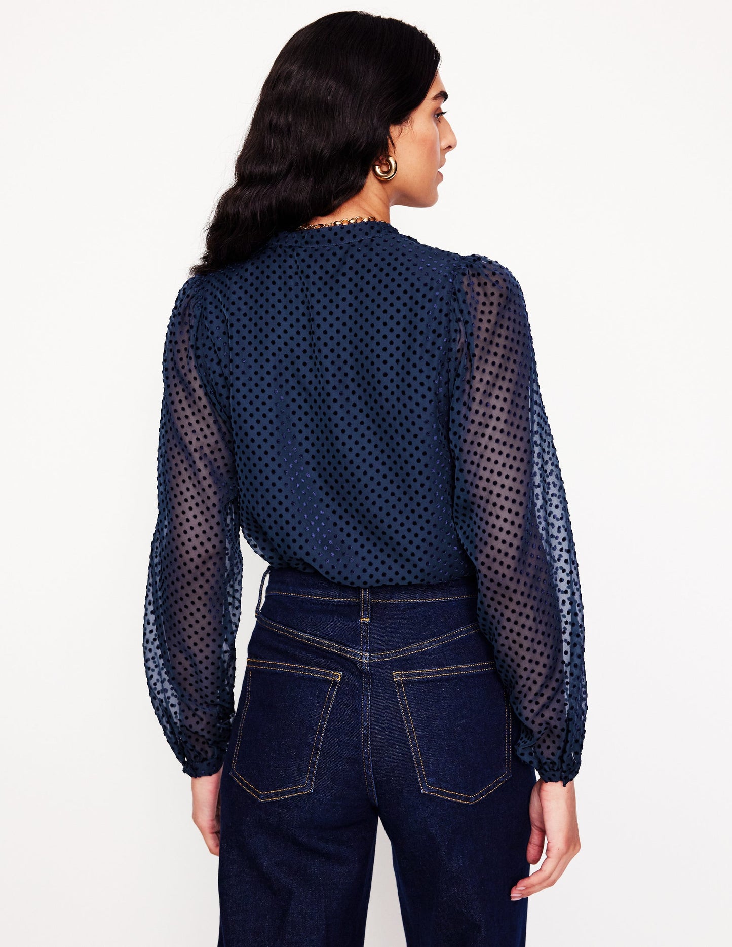 Theodora Devore Blouse-Navy Spot