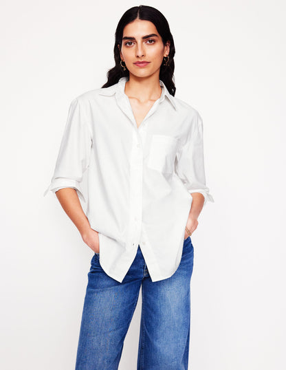 Sadie Relaxed Cotton Shirt-White Oxford