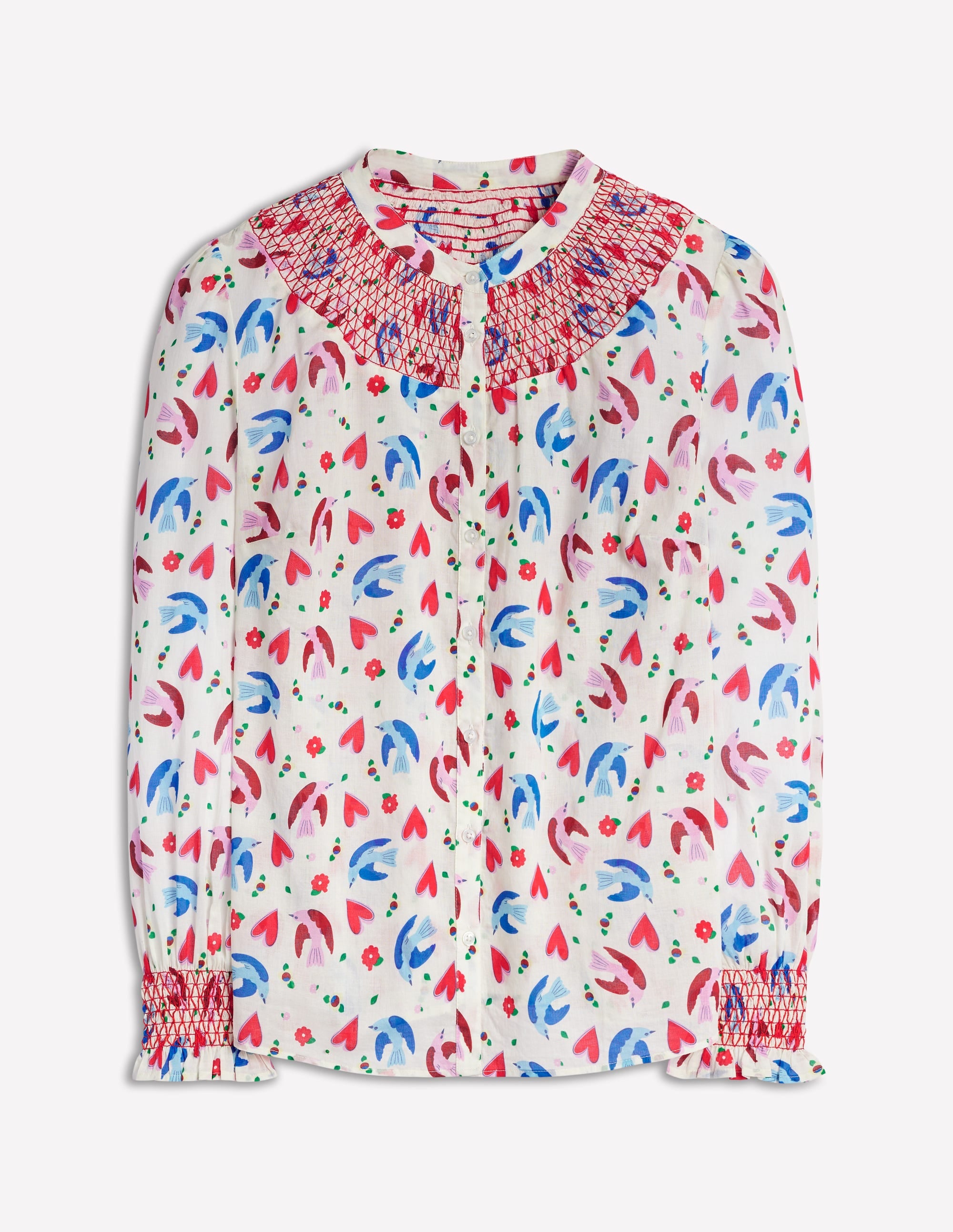 Effie Smocked Blouse-Ivory, Heart Flutter - Image 5