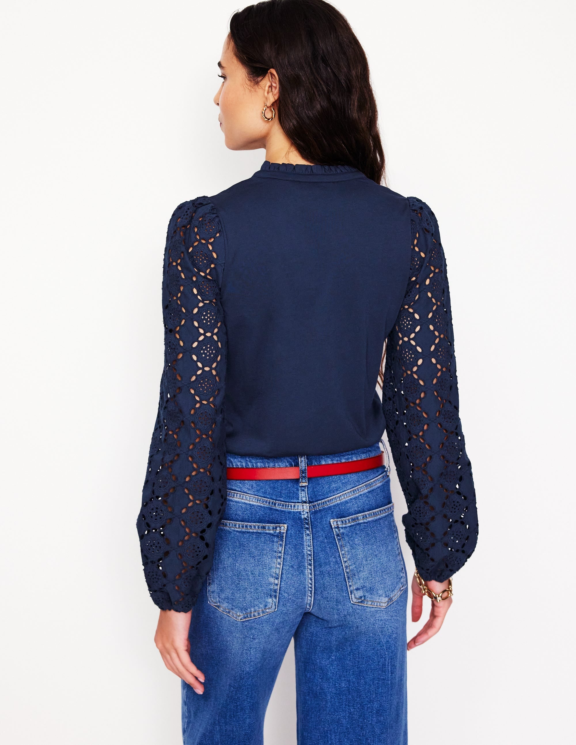 Eden Broderie Blouse-Navy - Image 3