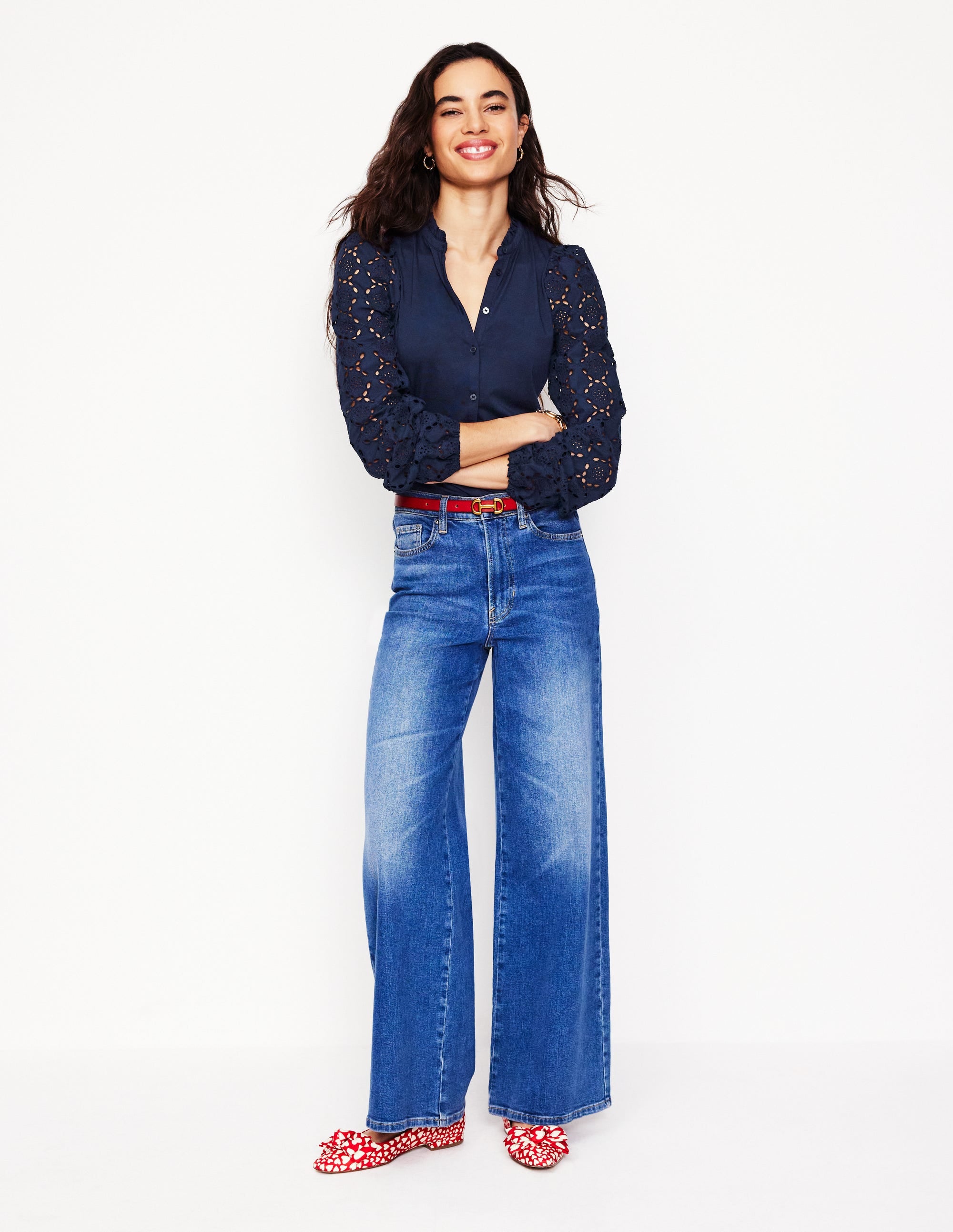 Eden Broderie Blouse-Navy - Image 4