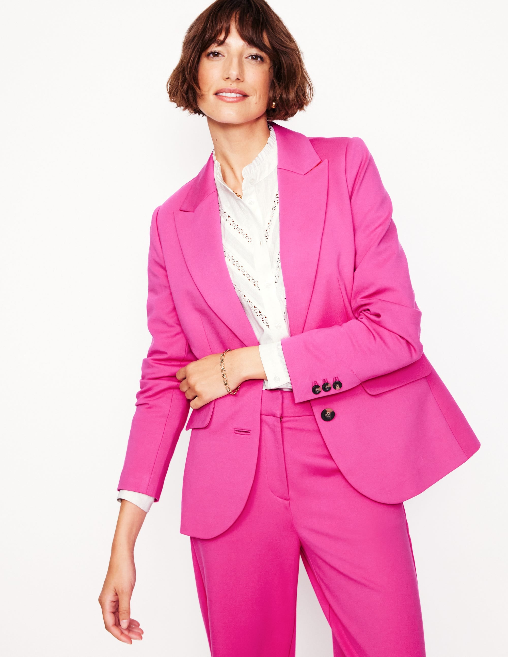 Marylebone Ponte Blazer-Pink Peony - Image 1