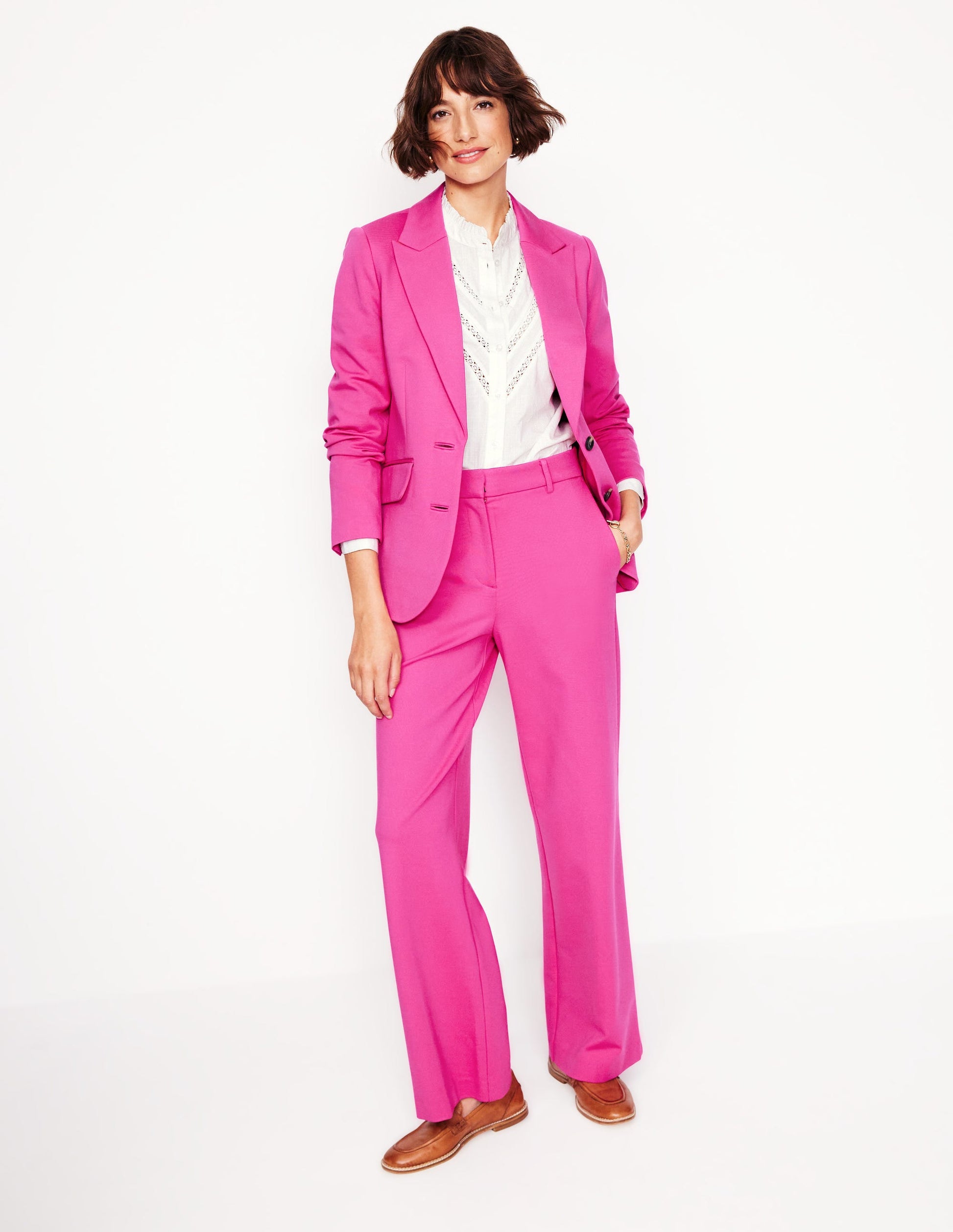 Marylebone Ponte Blazer-Pink Peony Boden USA - Main Image