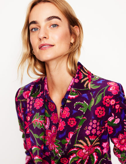 Marylebone Velvet Blazer-Blossom Flourish