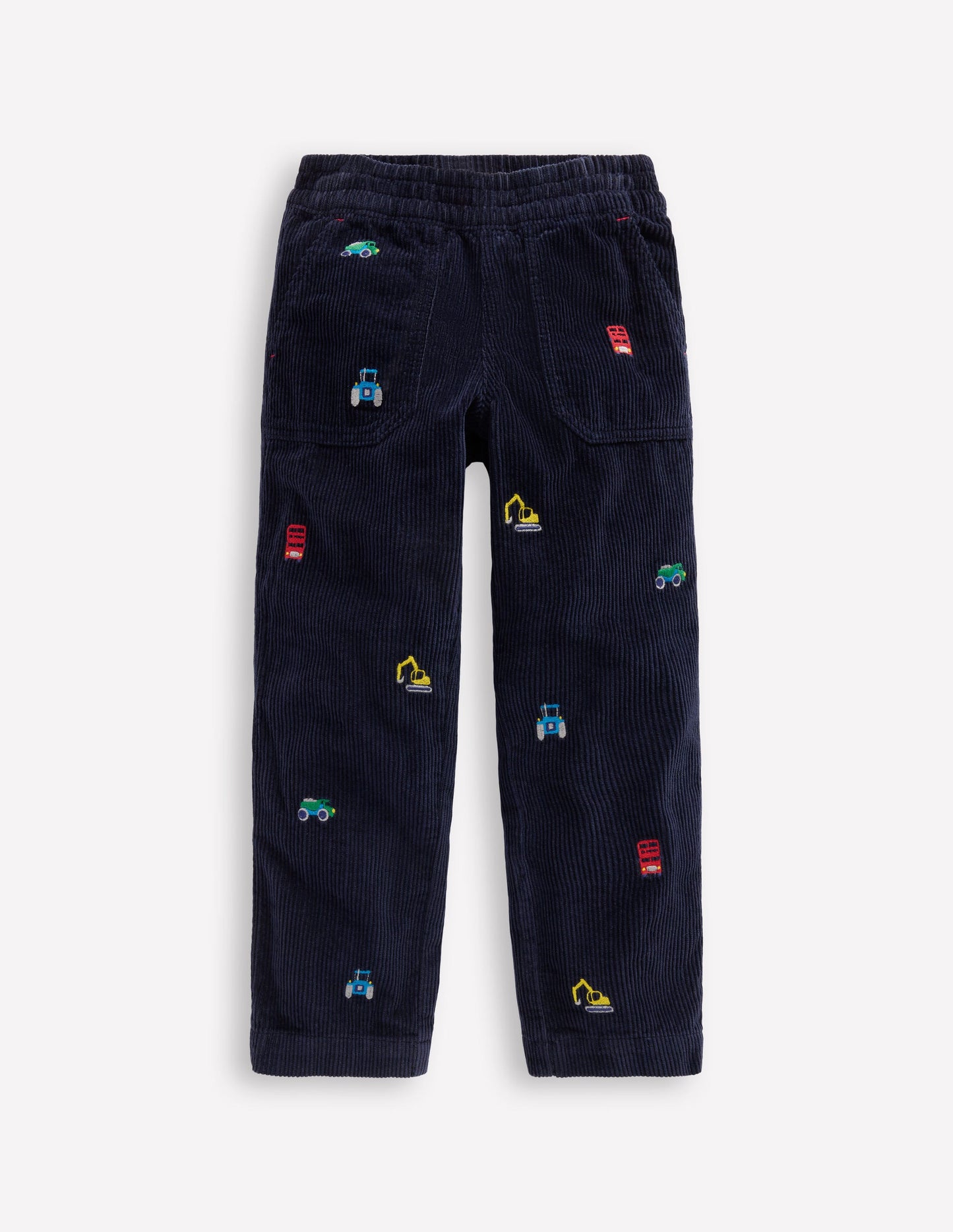 Pull-on Cord Pants-Construction Embroidery