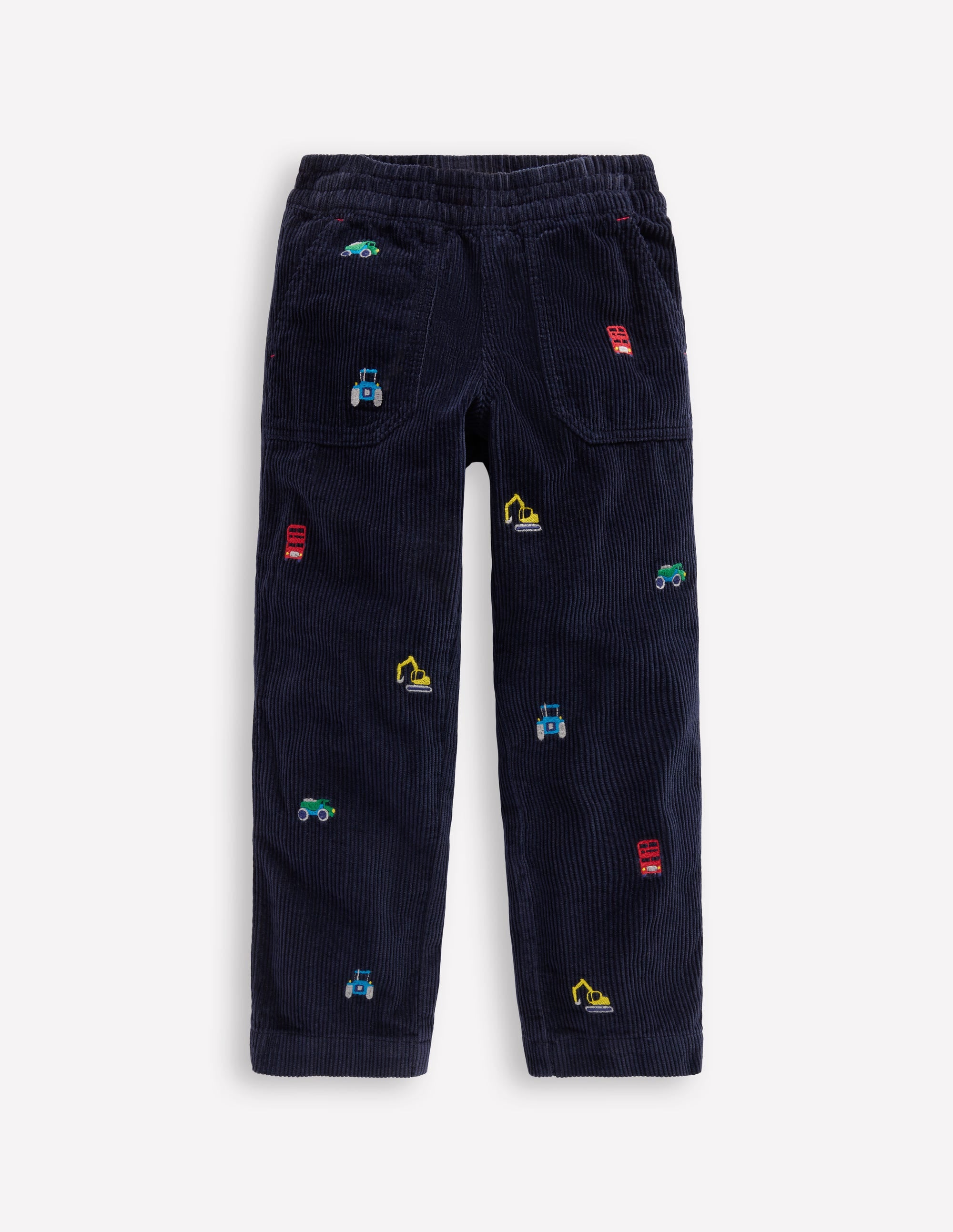 Pull-on Cord Pants-Construction Embroidery - Image 1
