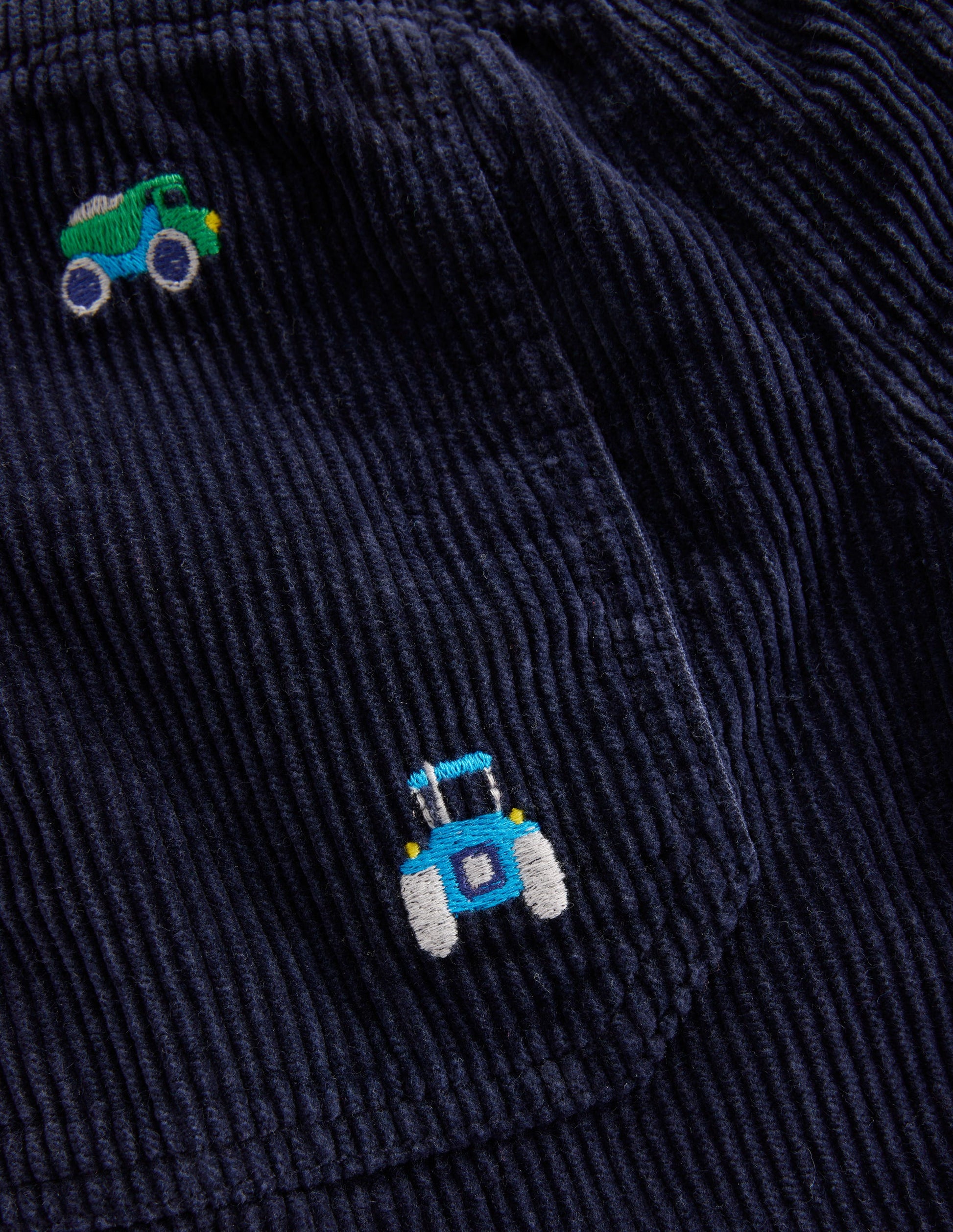 Pull-on Cord Pants-Construction Embroidery-3