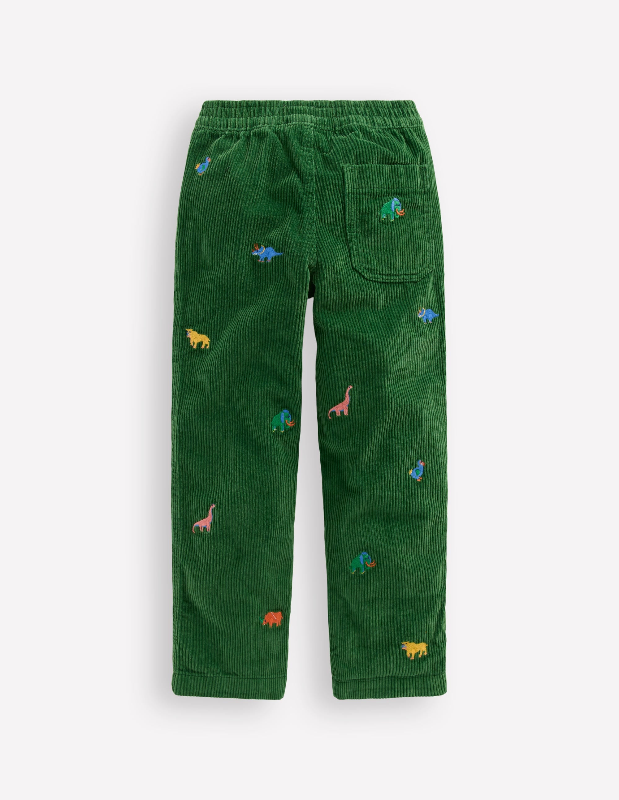 Pull-on Cord Pants-Prehistoric Animals Embroidery - Image 2