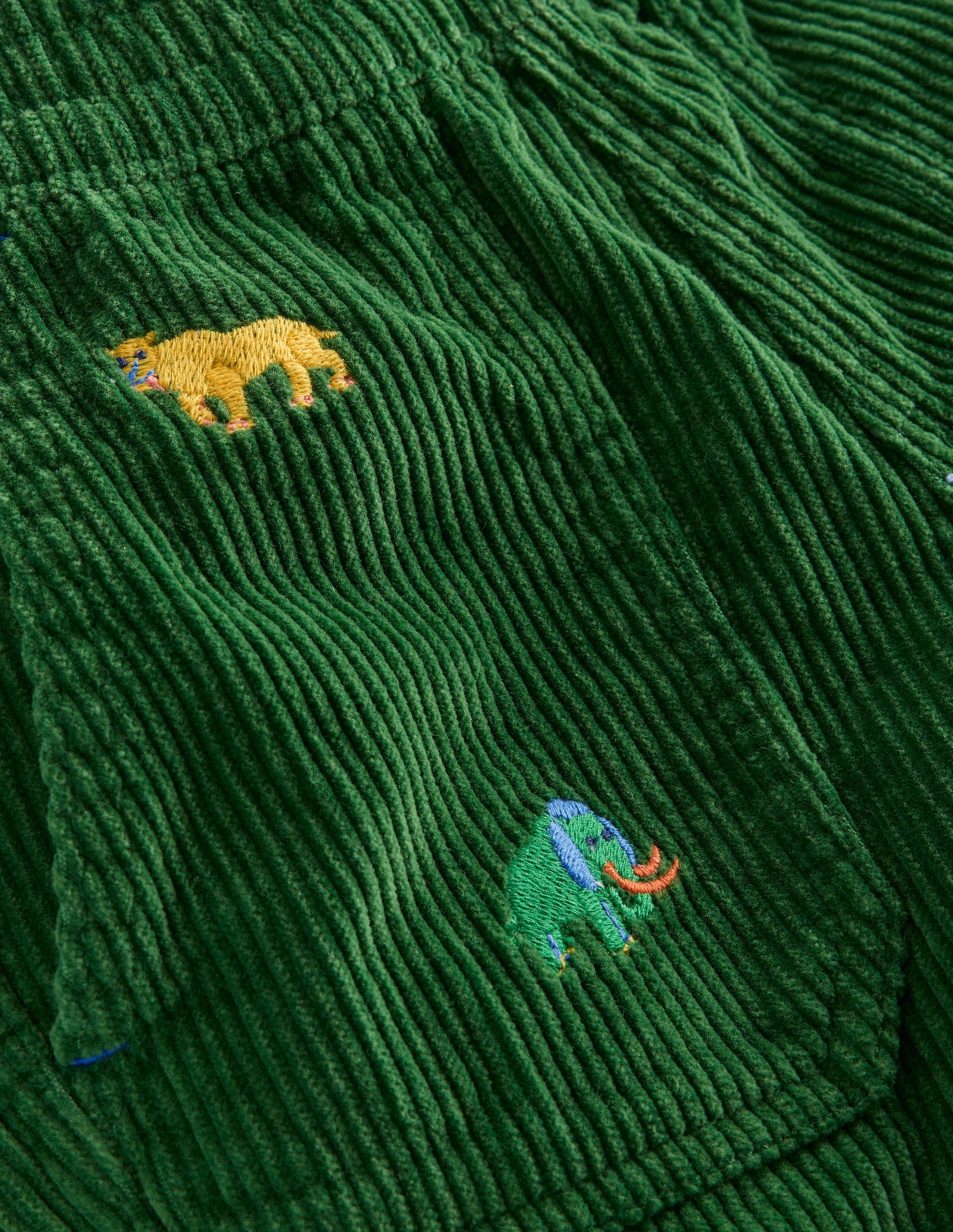 Pull-on Cord Pants-Prehistoric Animals Embroidery-3