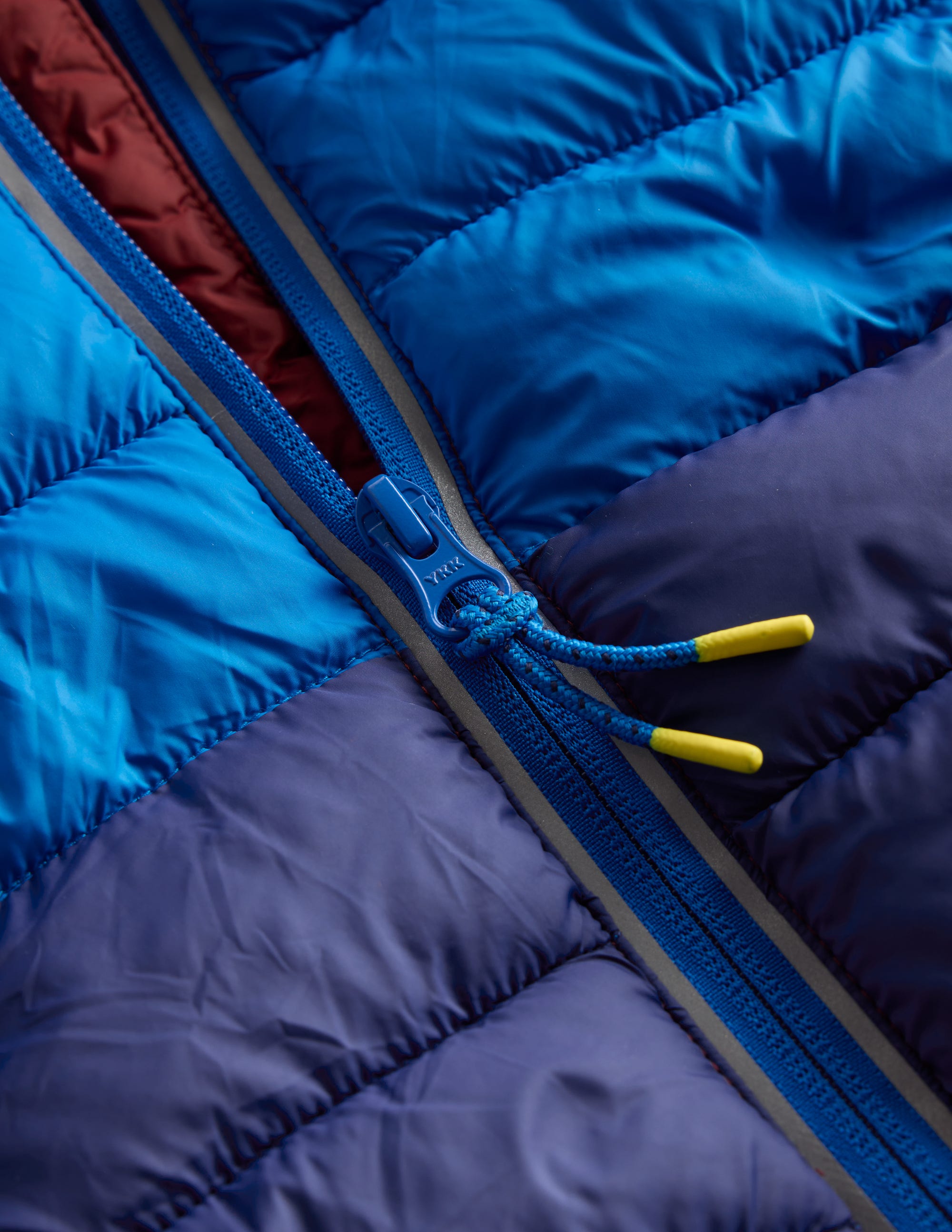 Pack-away Padded Jacket-Blue Colour Block - Image 3