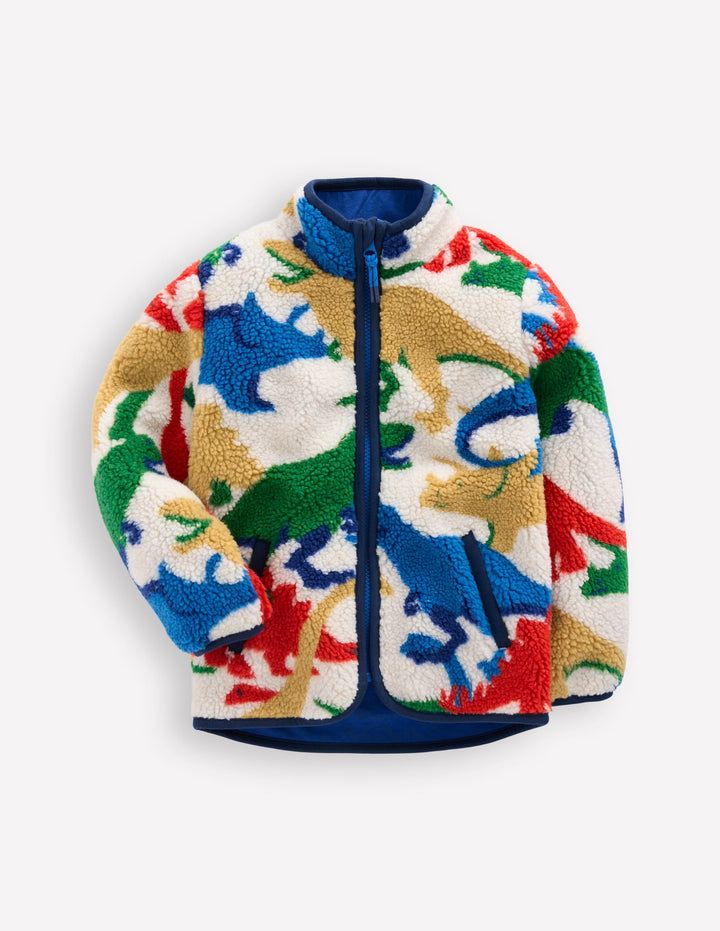 Cosy Borg Jacket-Multi Dinos