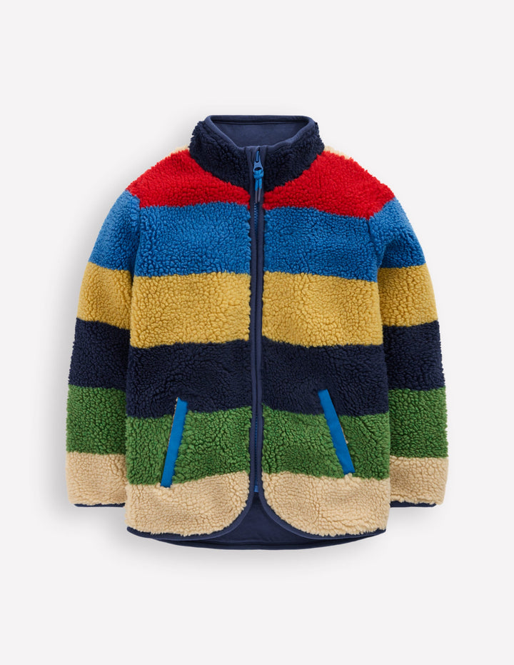 Cosy Borg Jacket-Multi Stripe
