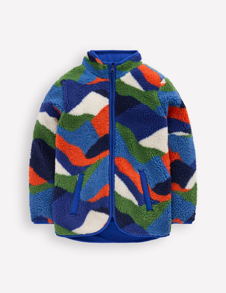Cosy Borg Jacket-Multi Landscape