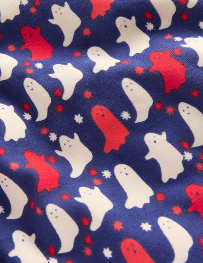 Snug Glow-in-the-dark Pajamas-Twilight Blue Spooky Ghosts-3