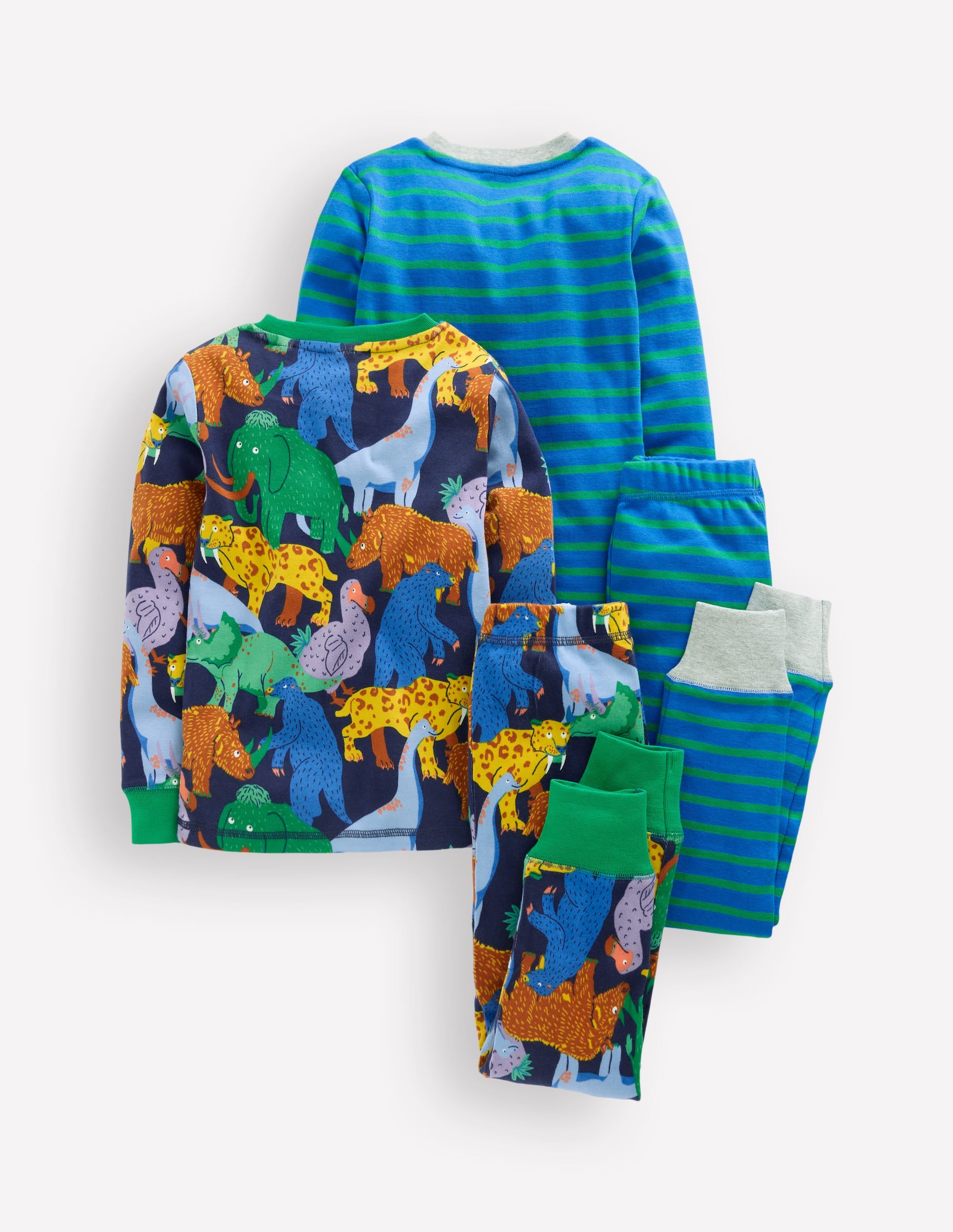 Snug Twin Pack Pajamas-Prehistoric Animals and Stripe - Image 2