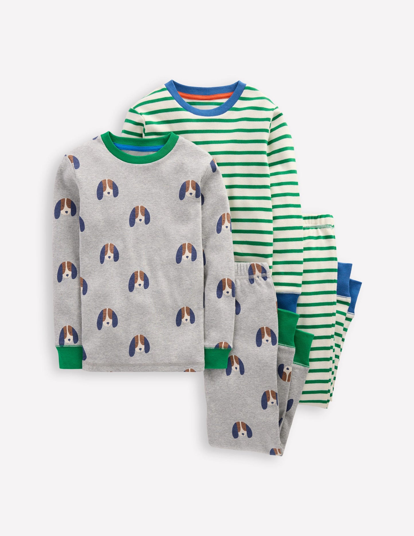 Snug Twin Pack Pajamas-Pups and Stripe