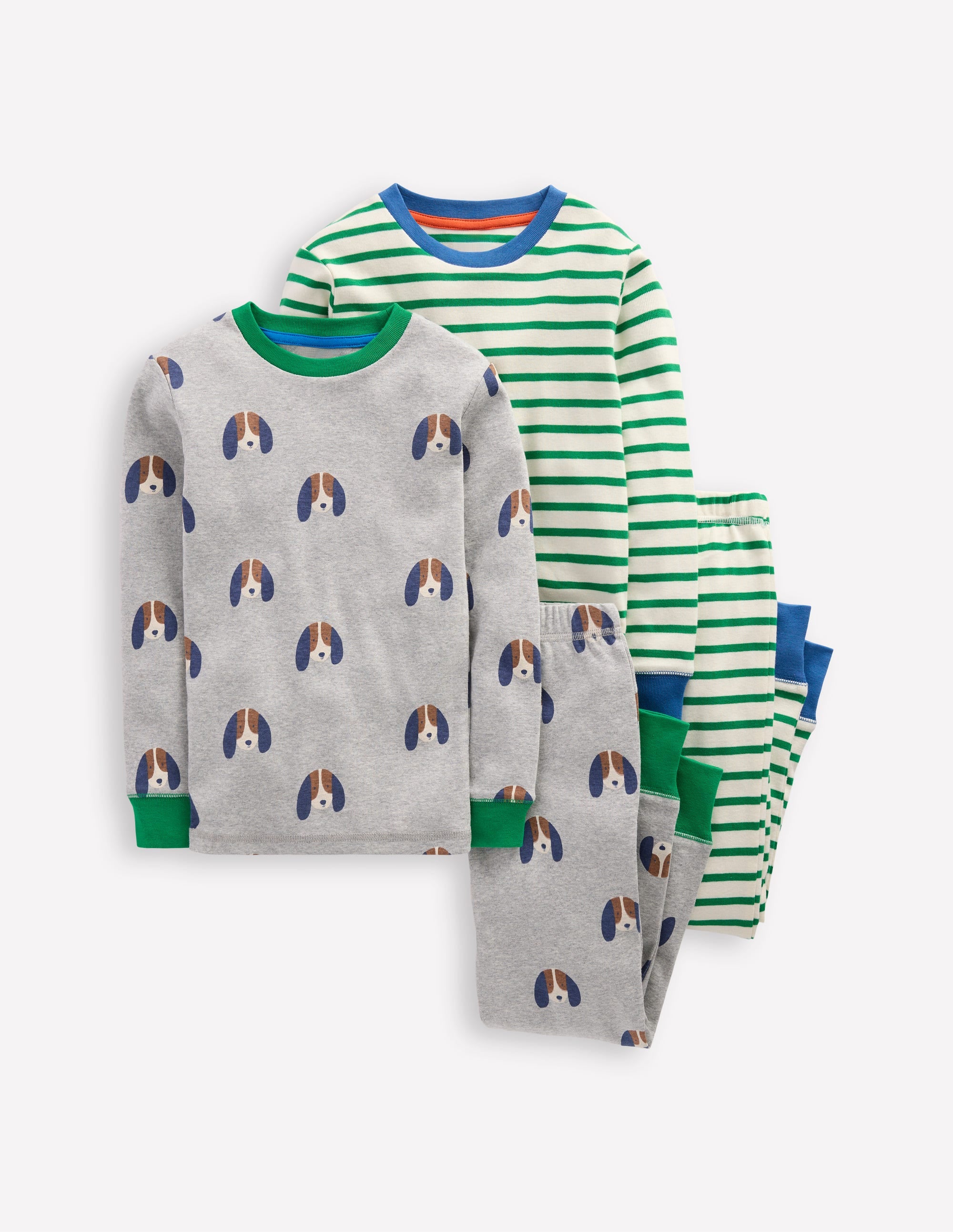 Snug Twin Pack Pajamas-Pups and Stripe - Image 1