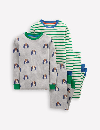 Snug Twin Pack Pajamas-Pups and Stripe-1