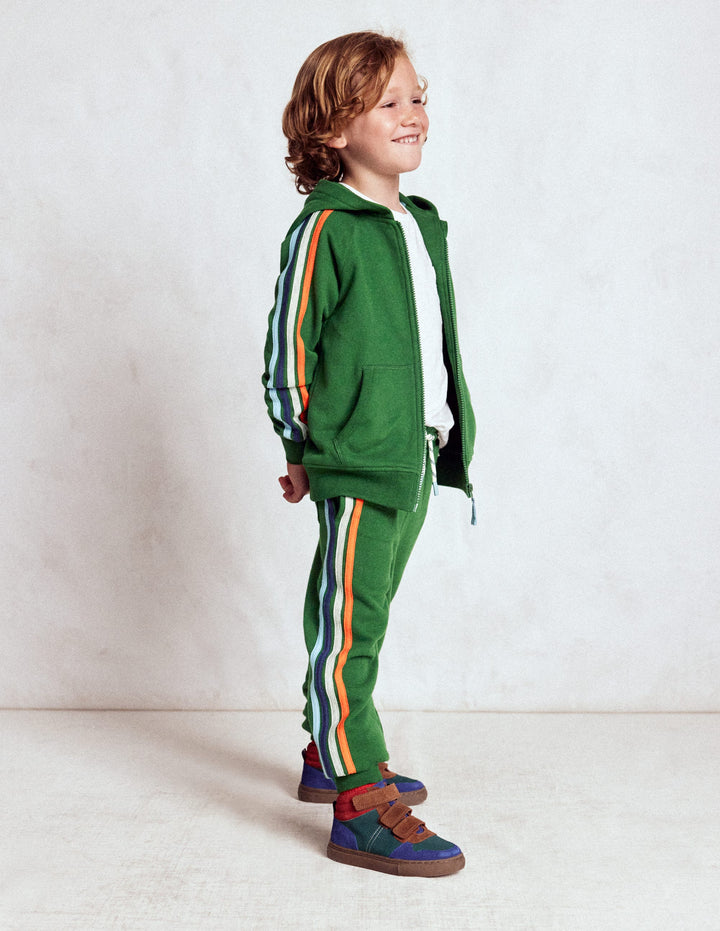 Rainbow Stripe Sweatpants-Pine Green