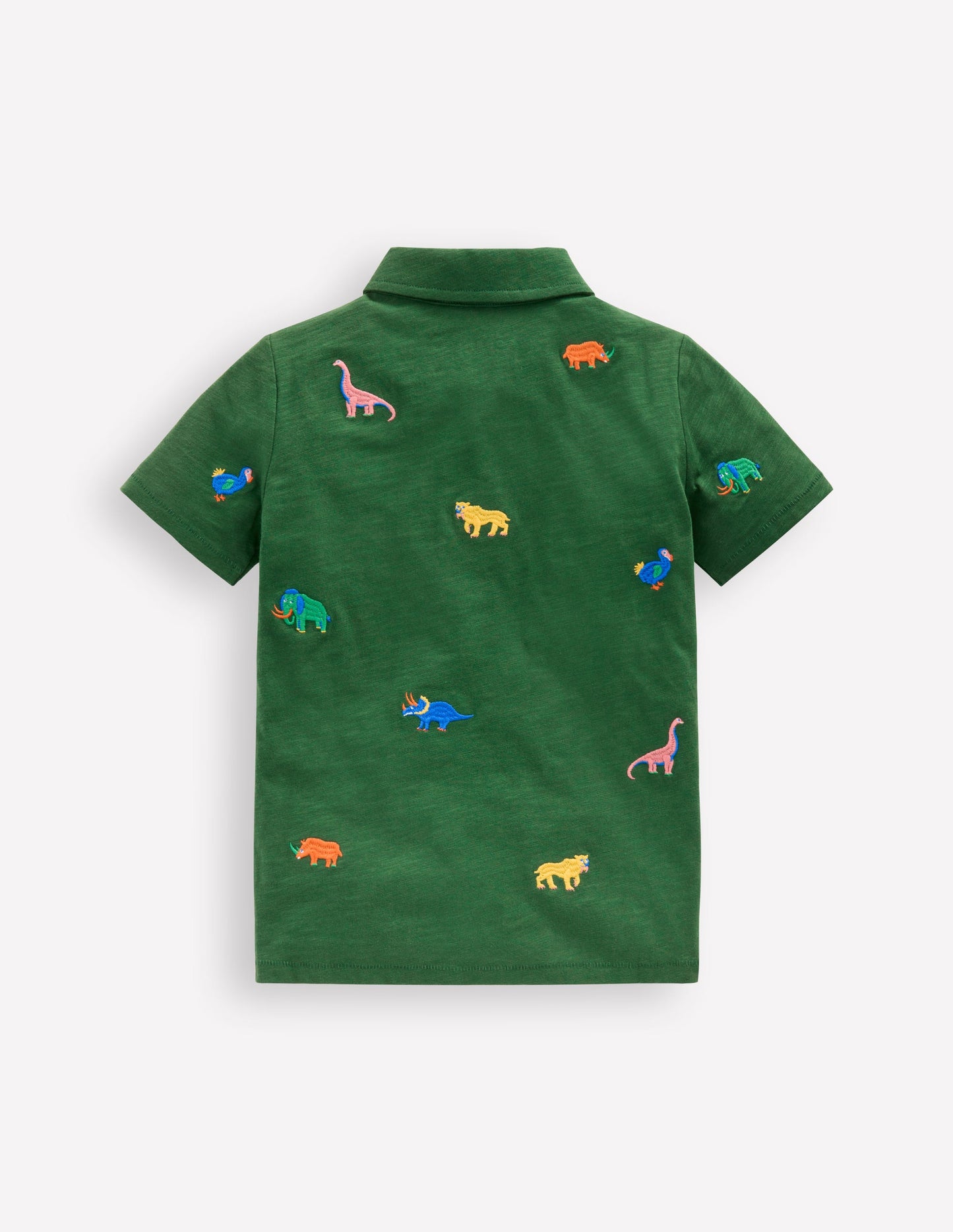 Embroidered Slub Polo Shirt-Prehistoric Animals Embroidery