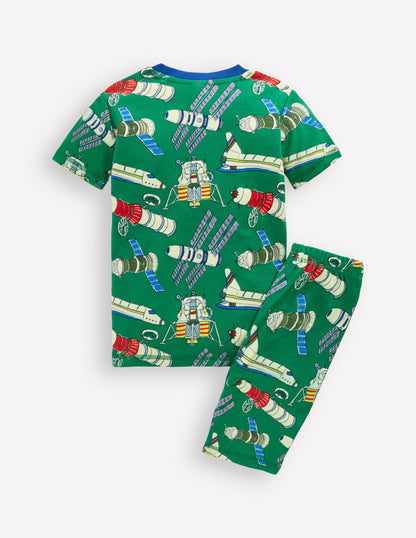 Snug Short John Glow Pyjamas-Green Satellites-2