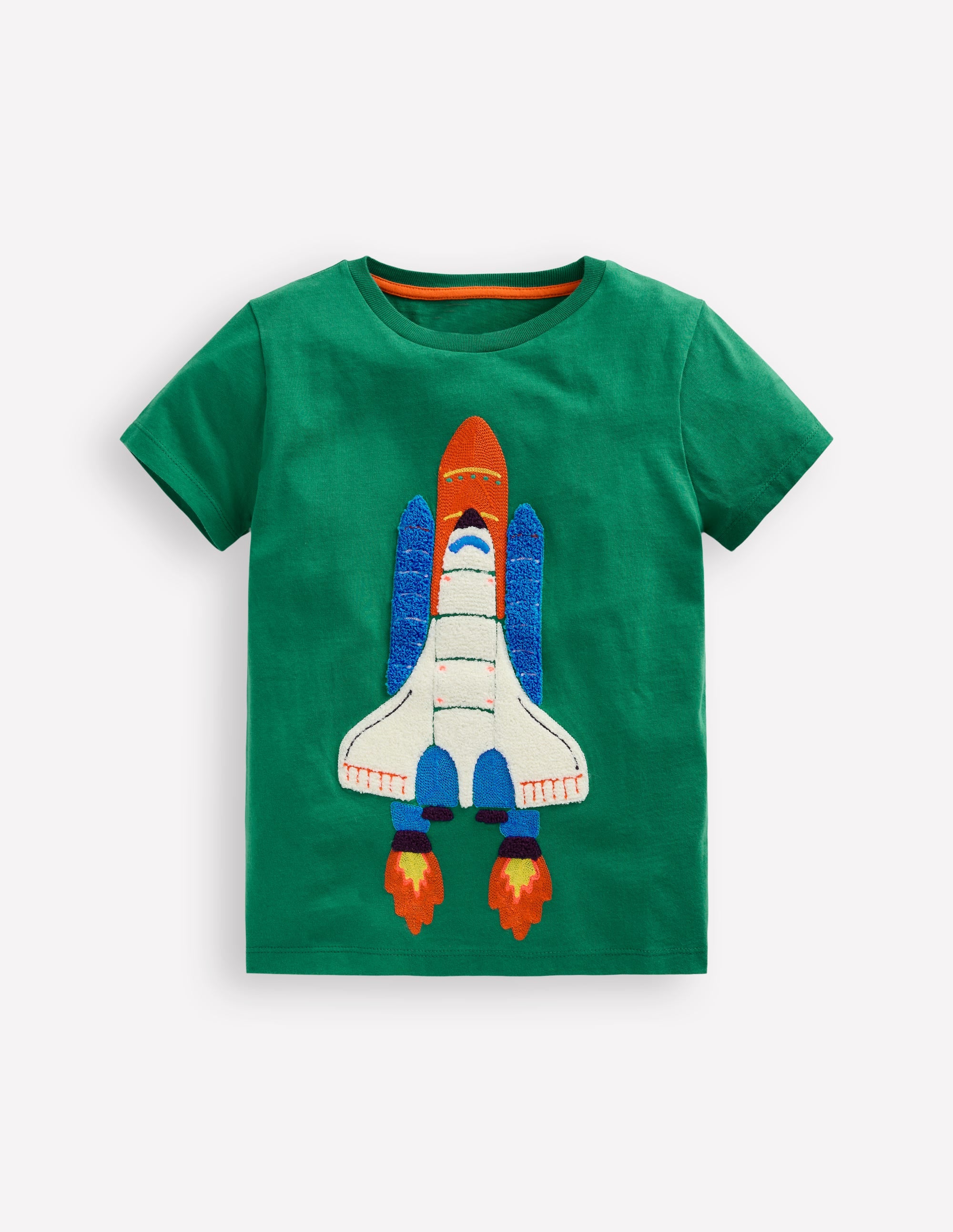 Short Sleeve Bouclé T-shirt-Shady Green Rocket - Image 1