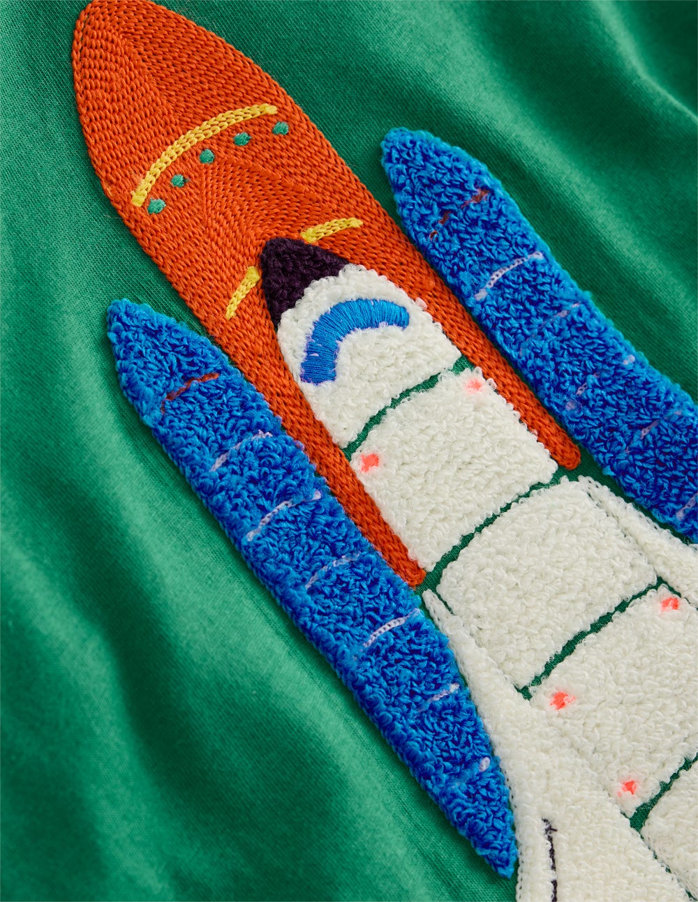 Short Sleeve Bouclé T-shirt-Shady Green Rocket - Image 3