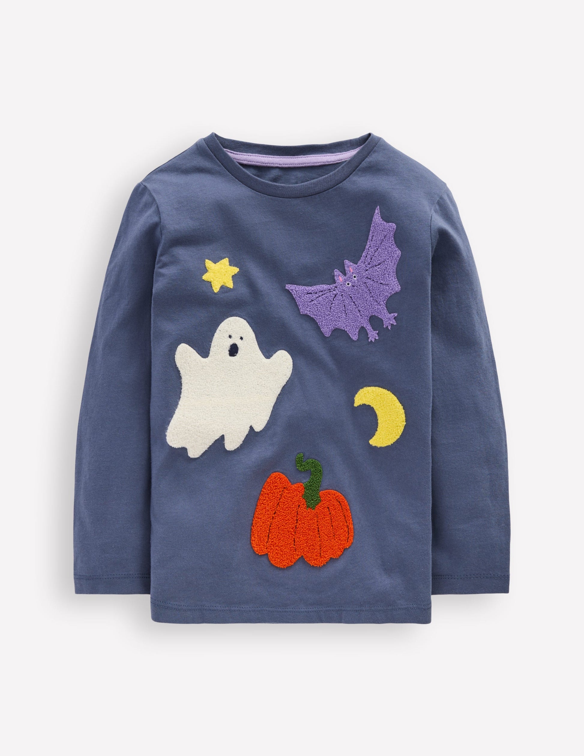 Long Sleeve Bouclé T-shirt-Robot Blue Halloween-1