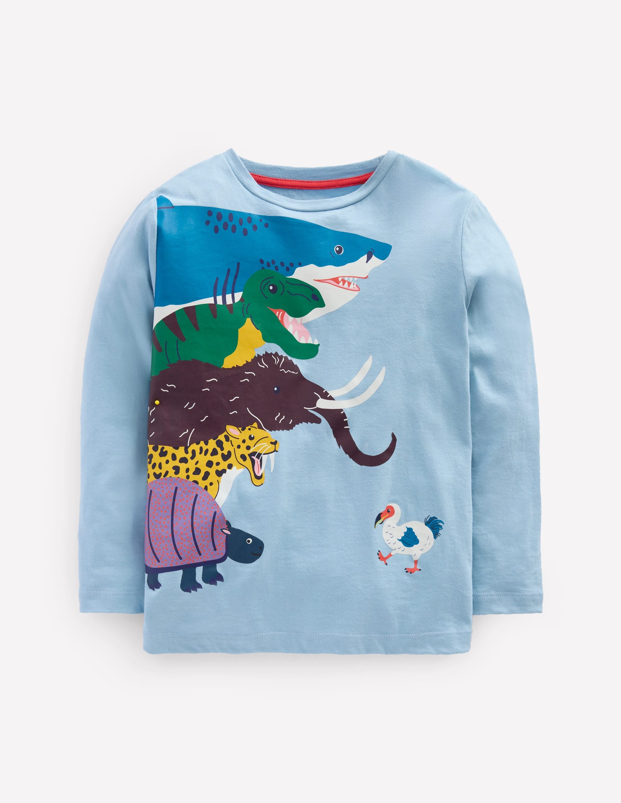 Long Sleeve Printed T-shirt-Glacier Blue Prehistoric - Image 1