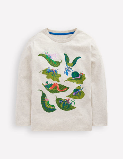 Long Sleeve Printed T-shirt-Oatmeal Bugs-1
