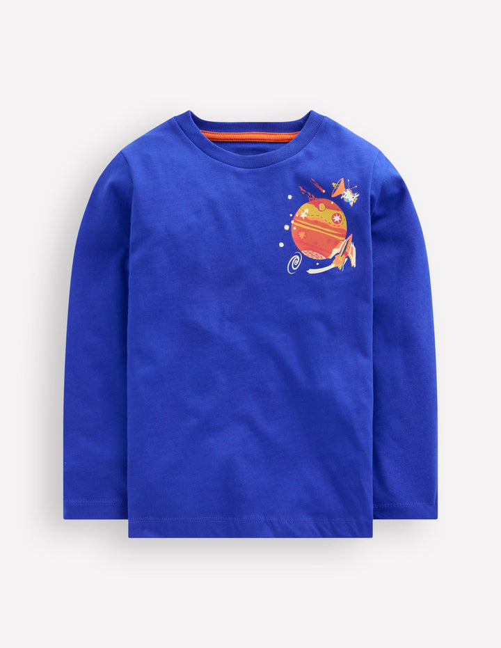 Front & Back Printed T-shirt-Sapphire Blue Space