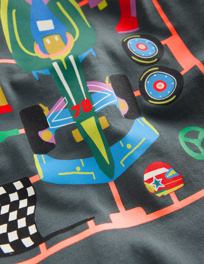 Front & Back Printed T-shirt-Smoke Kit Car-3