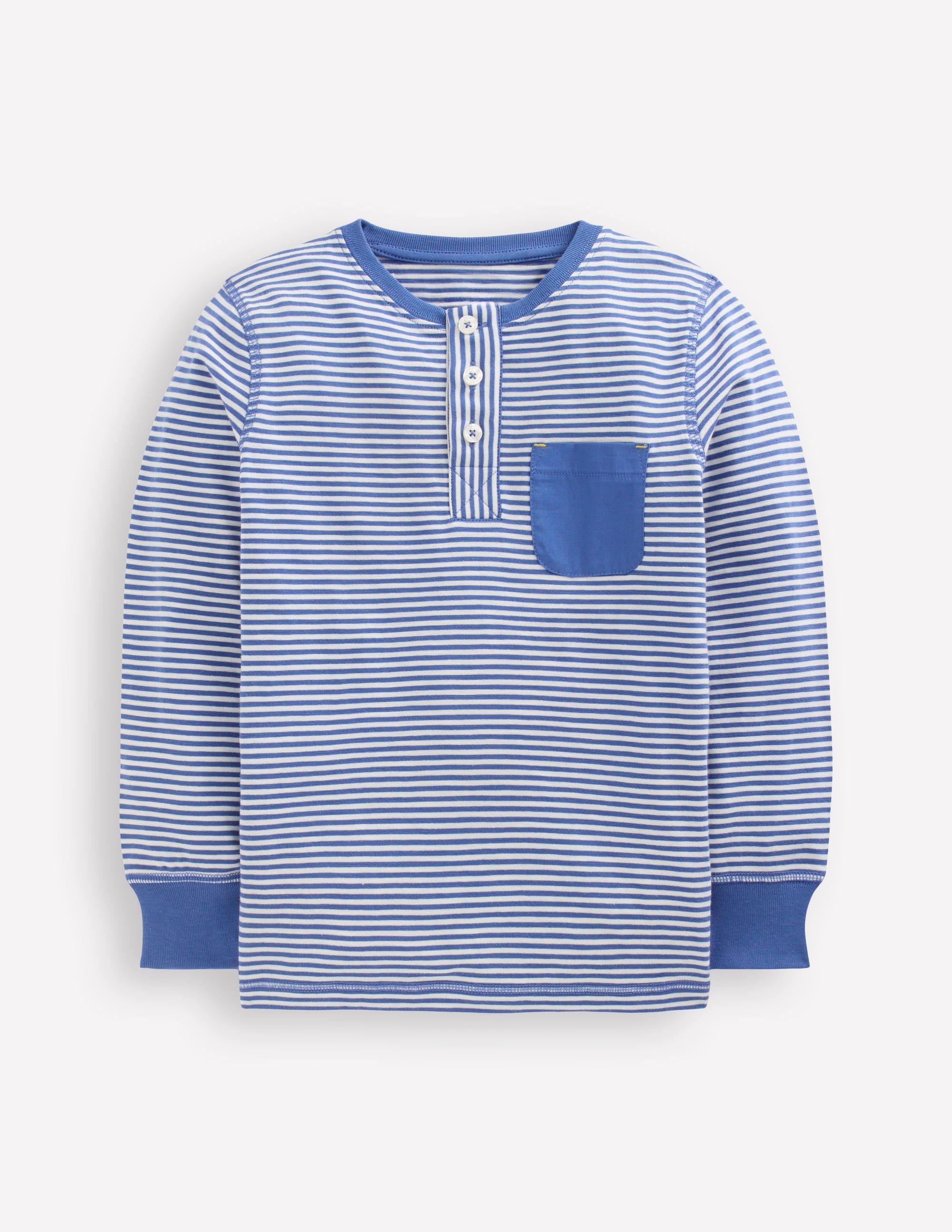 Everyday Henley T-shirt-Bluejay Stripe - Image 1