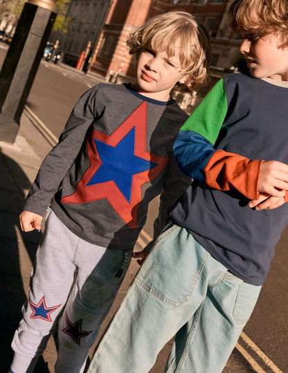 Star Appliqué T-shirt-GREY MARL STAR-1