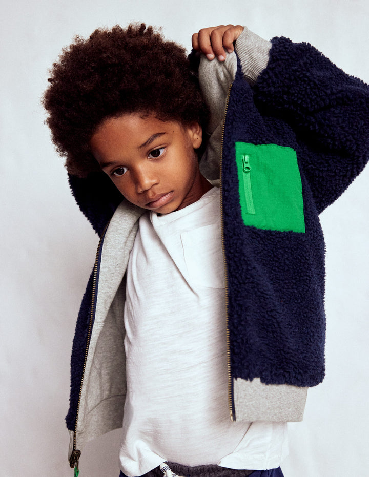 Reversible Borg Hoody-Grey Marl