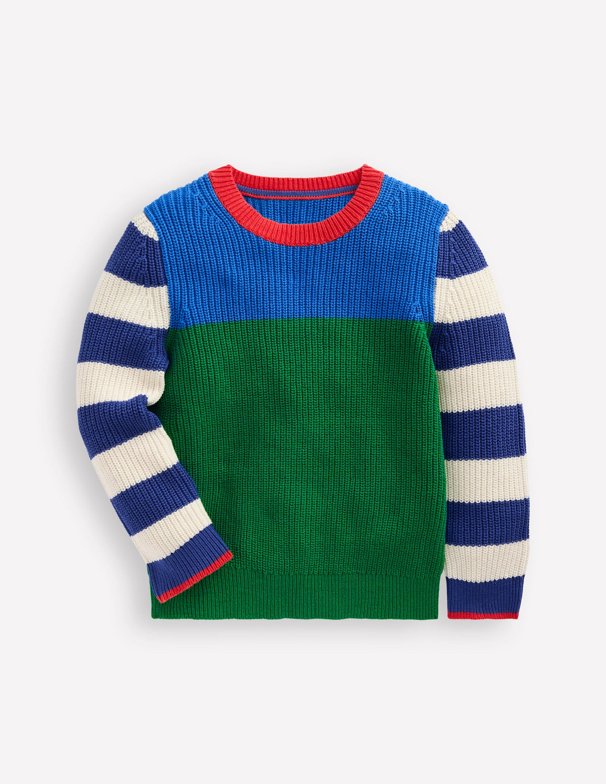 Everyday Cotton Sweater-Kingfisher Blue/Rich Emerald - Image 1