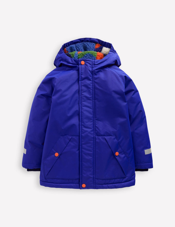 Borg Lined Anorak-Blue