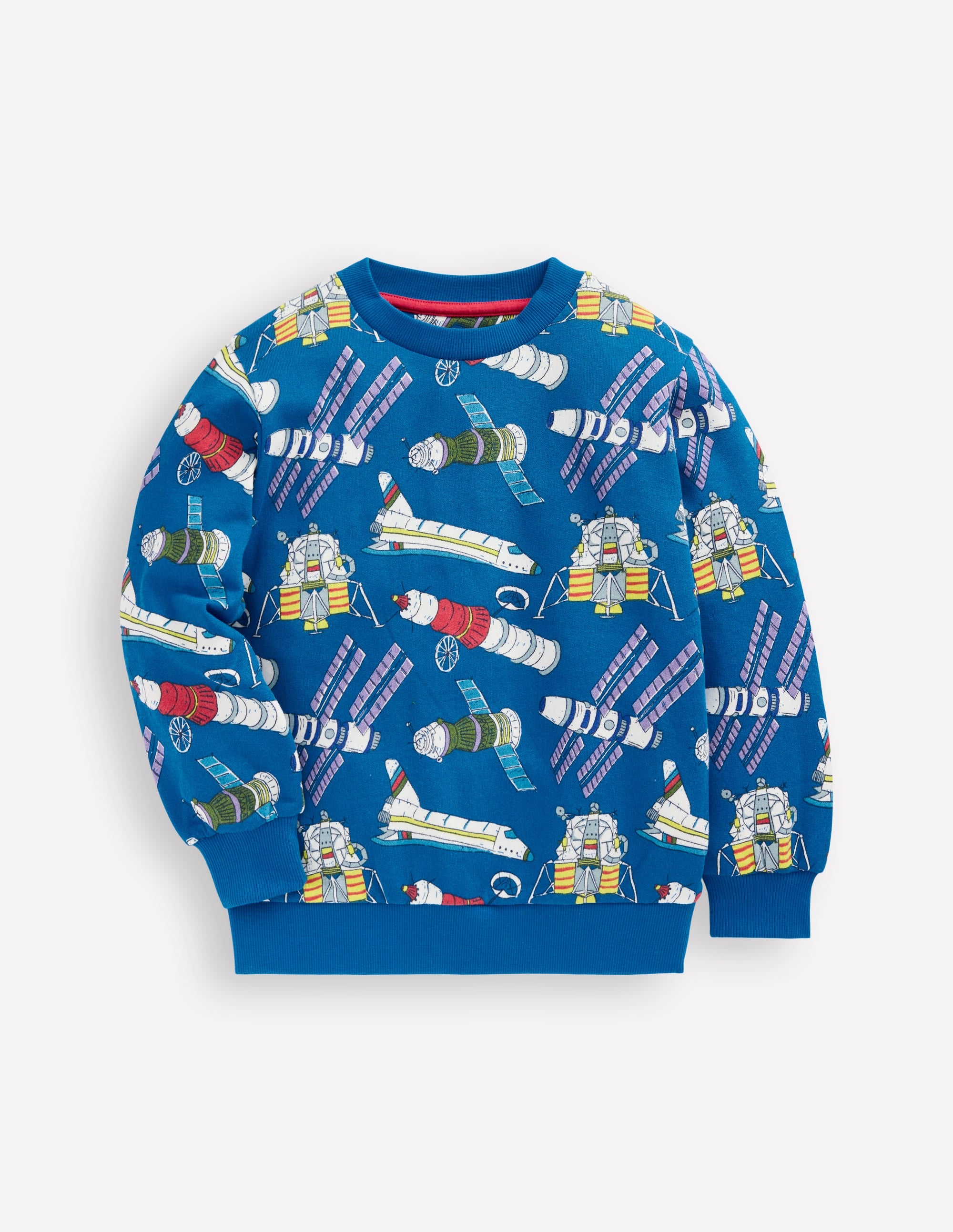 Everyday Printed Sweatshirt-Kingfisher Blue Satellites - Image 1