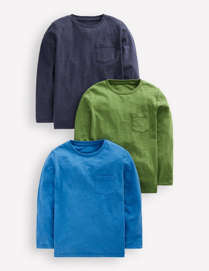 3-pack Long Sleeve T-shirt-Broccoli Green Blues Pack-1